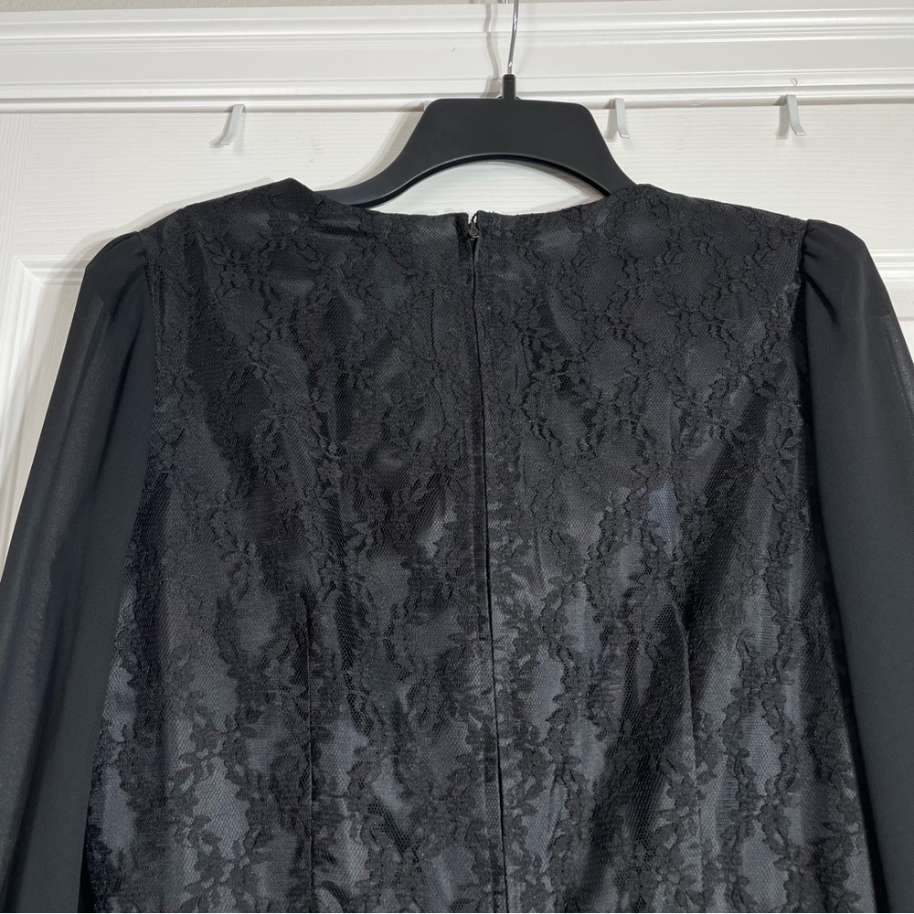 Vintage 70s Sheer Black Dress Size 12 Herman Marcus - Picture 6 of 8